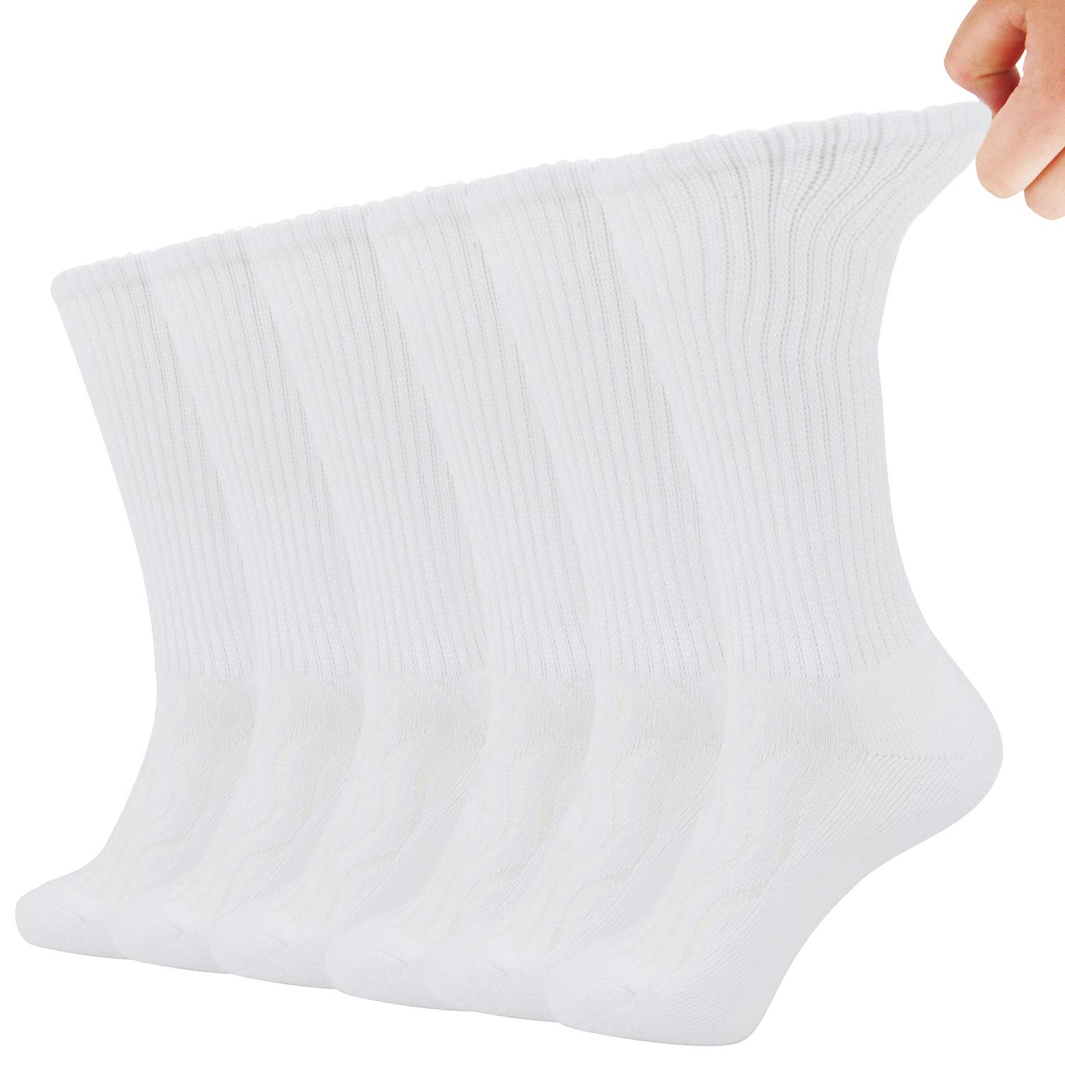 6 Pack Women Bamboo Dress Socks Non-Binding Wide Socks Moisture Wicking Ultra Soft Crew Socks