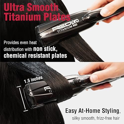 Miniatura 6 de RED Pro Plancha plana Titanium 460 Styler, 1 1/2 pulgadas para prensado de seda y tratamientos de queratina, elimina el encrespamiento, calor