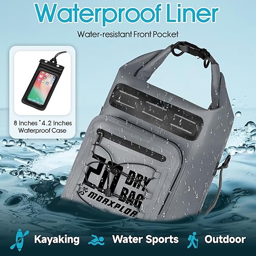 Miniatura 5 de Bolsa seca impermeable, 5L10L20L30L Roll Top Dry Bag Mochila con funda impermeable para teléfono para natación, kayak