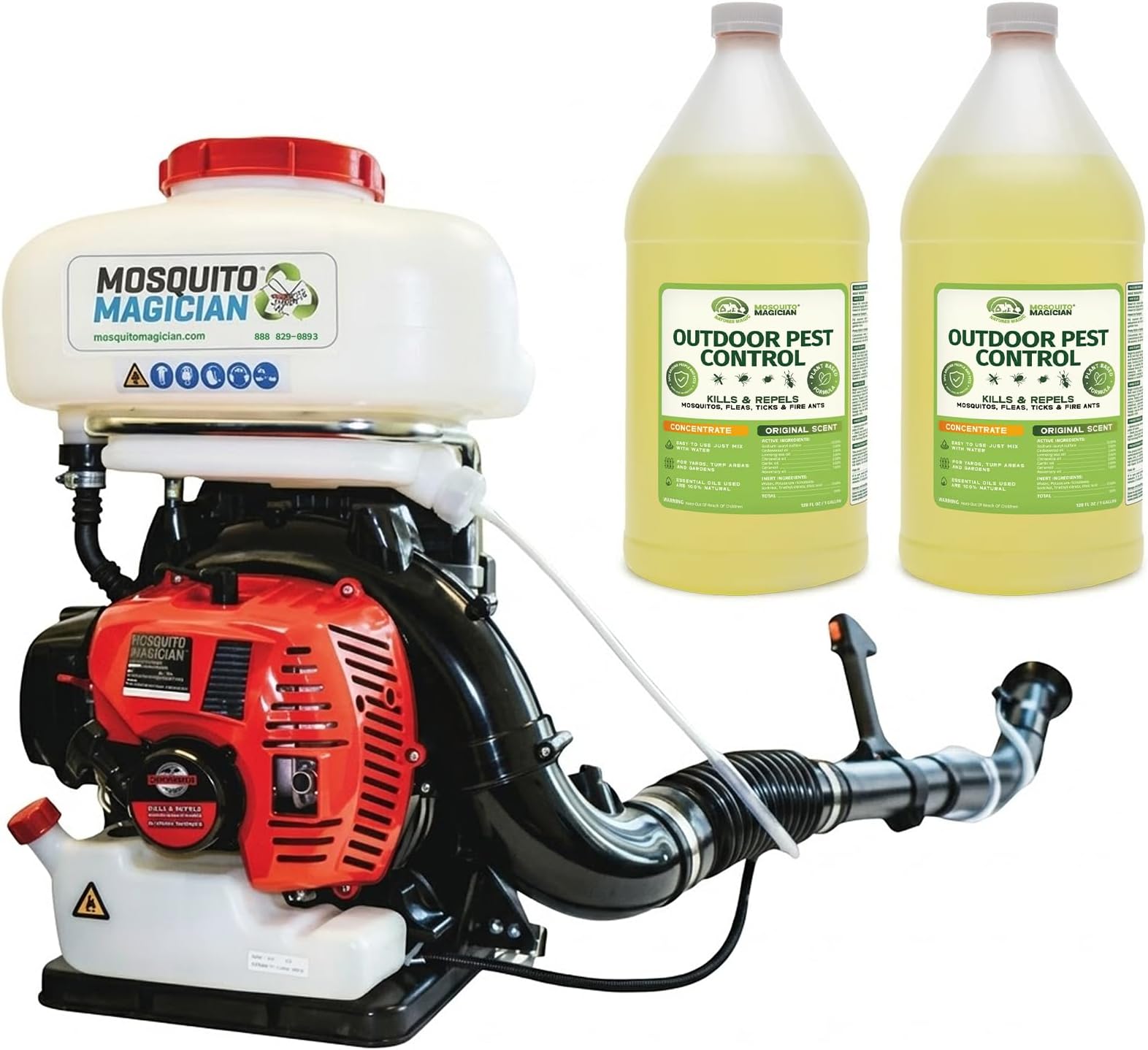 Mosquito Magician Backpack Fogger w/ 2 Gallons Liquid Concentrate - Gas Powered - Kills Mosquitoes, Fleas, and Fire Ants - Efficient Coverage - Easy & Comfortable Use - Ideal for Large Properties