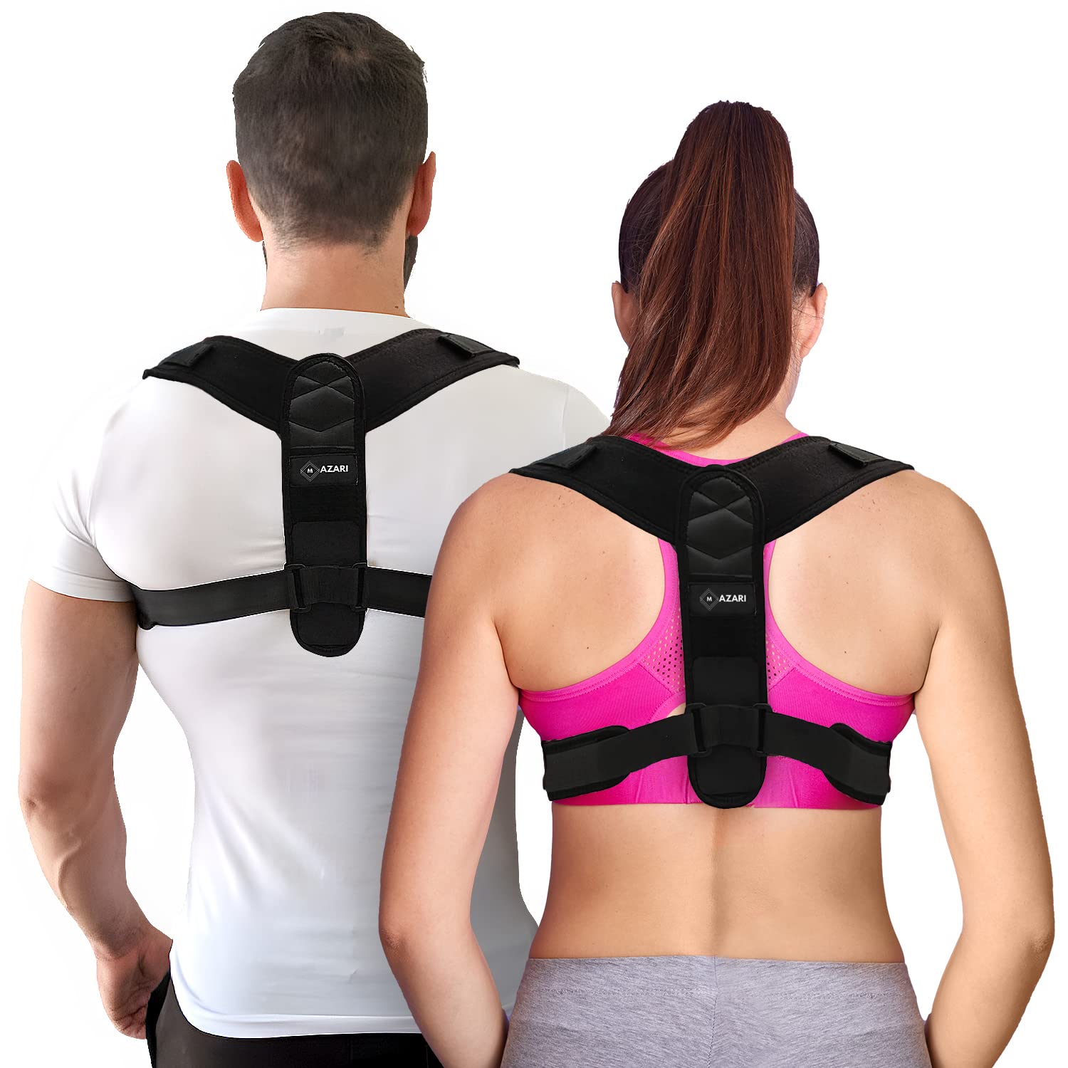 Mazari Posture Corrector for Women, Men, Adults, and Seniors - Adjustable Posture Brace/Belt for Spine Support, Scoliosis, and Back Pain Relief