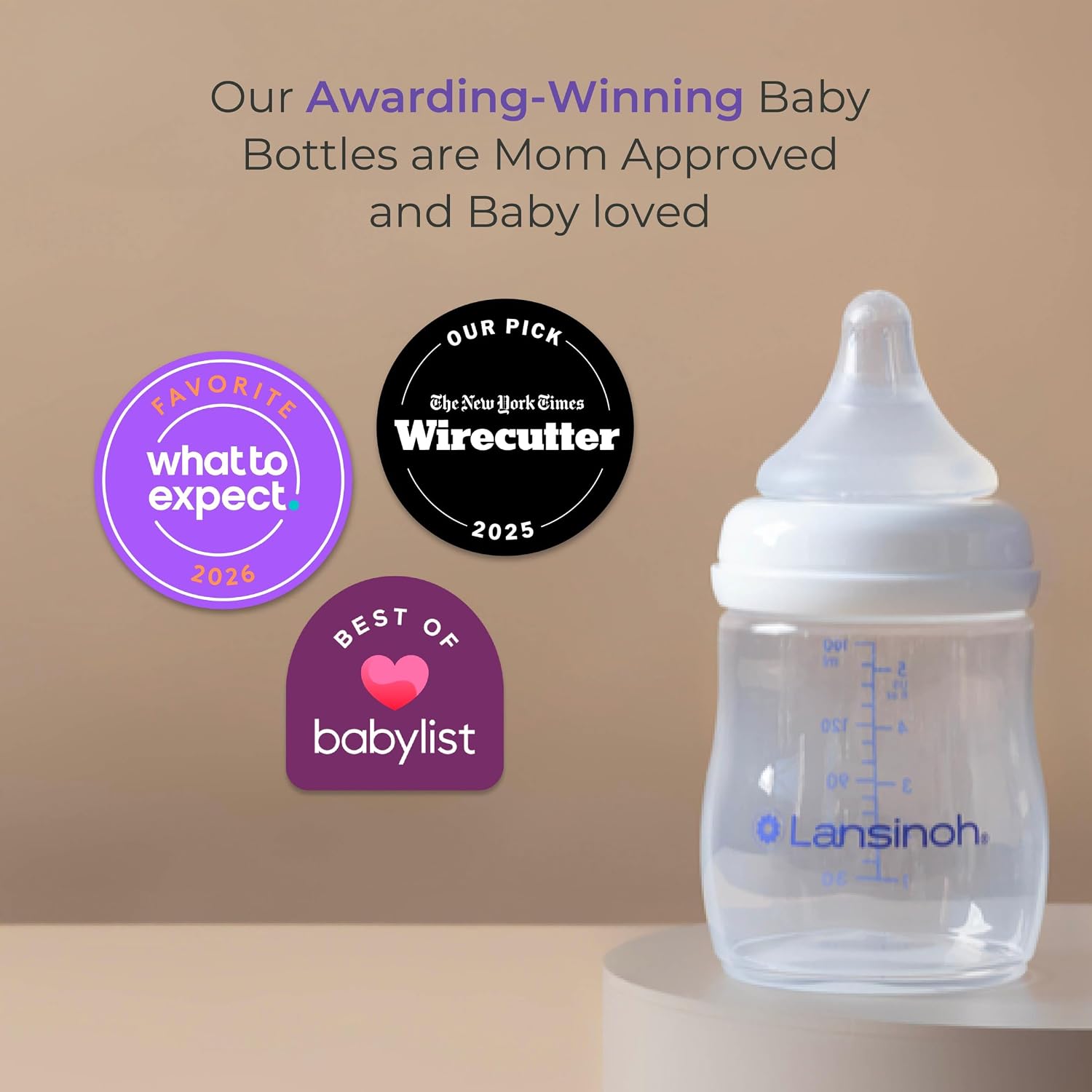 Lansinoh Anti-Colic Baby Bottles, BPA-Free Plastic, 5 Ounces, 3 Count, Slow Flow Nipples (Size S), Breastfeeding Bottle with NaturalWave Design, Baby Essentials | Breastfeeding Bottle with NaturalWave Design, BPA-Free Plastic, Baby Essentials