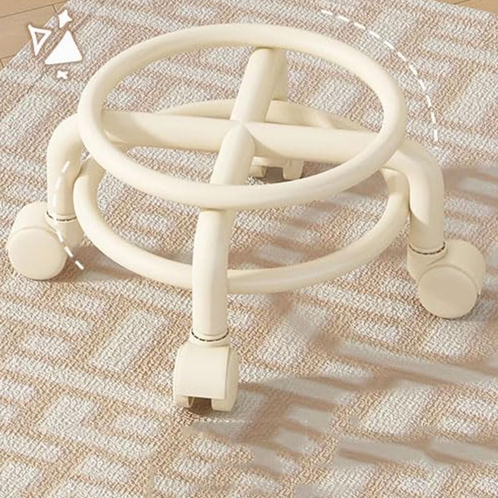 Low Roller Stool with 360° Swivel Wheels, Low-Height Short Rolling Stool Seat, PU Leather Small Mechanic Chair, Rolling Stools for Pedicure, Garage, Shop, Library Green