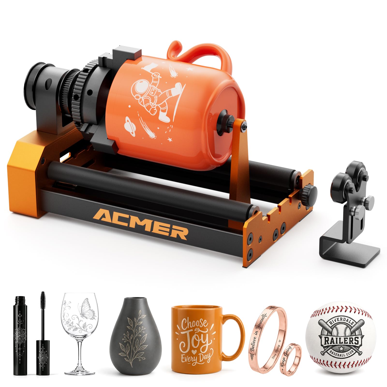 Photo 1 of ACMER M4 Laser Rotary Roller, Laser Engraver Y-axis Rotary 360° Roller with 3-150mm Engraving Space for Engraving Cylindrical Objects, Ring, Suitable for ACMER P2, P1 and Most Laser Engraver