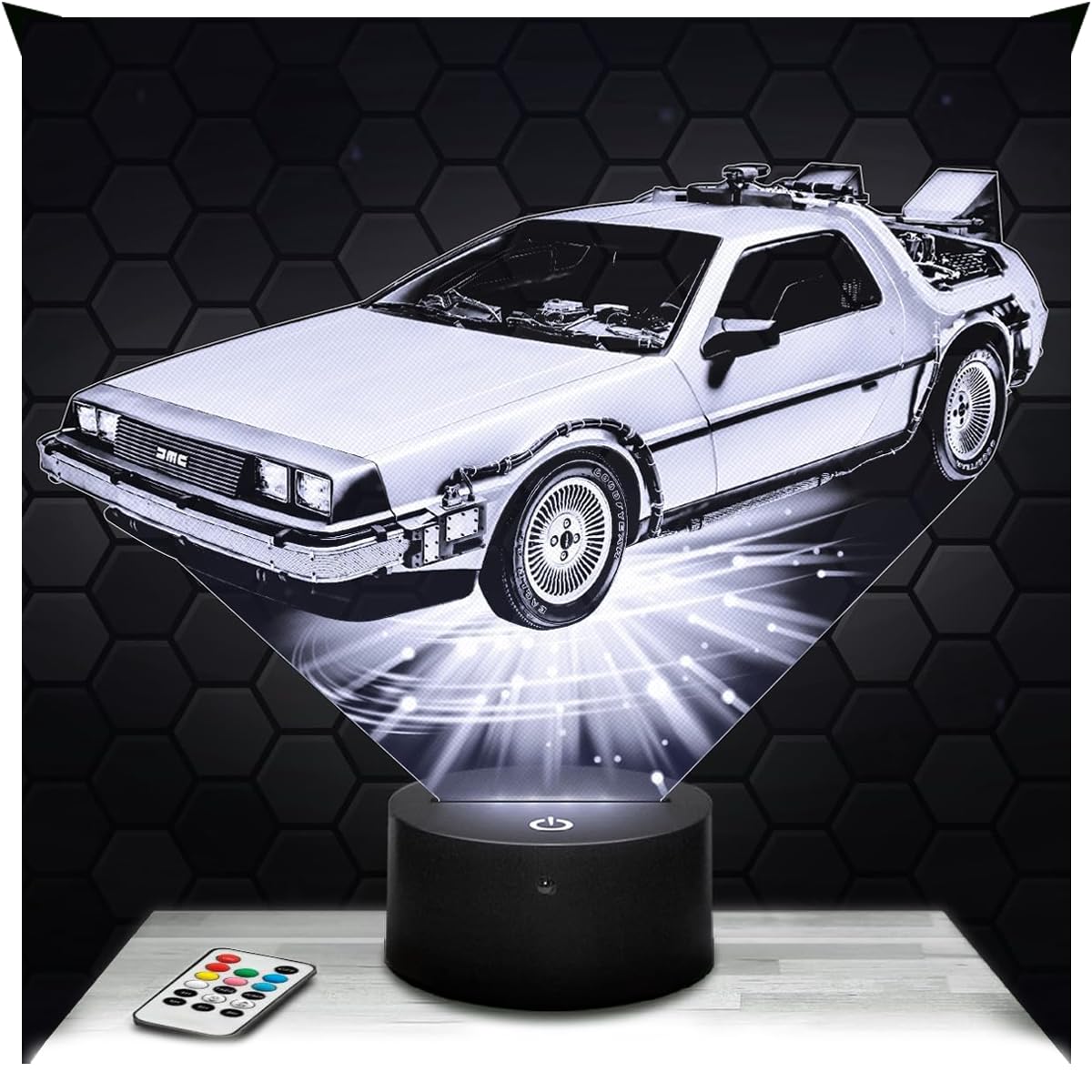 Lampephoto.fr - Delo rean Back to The Future 3D Lamp Night Light 3D LED Illusion, Christmas, Gift idea for Boys and Girls, Night Light for Children's, Bedroom, Led Bedside, Gifts Merchandising TOP
