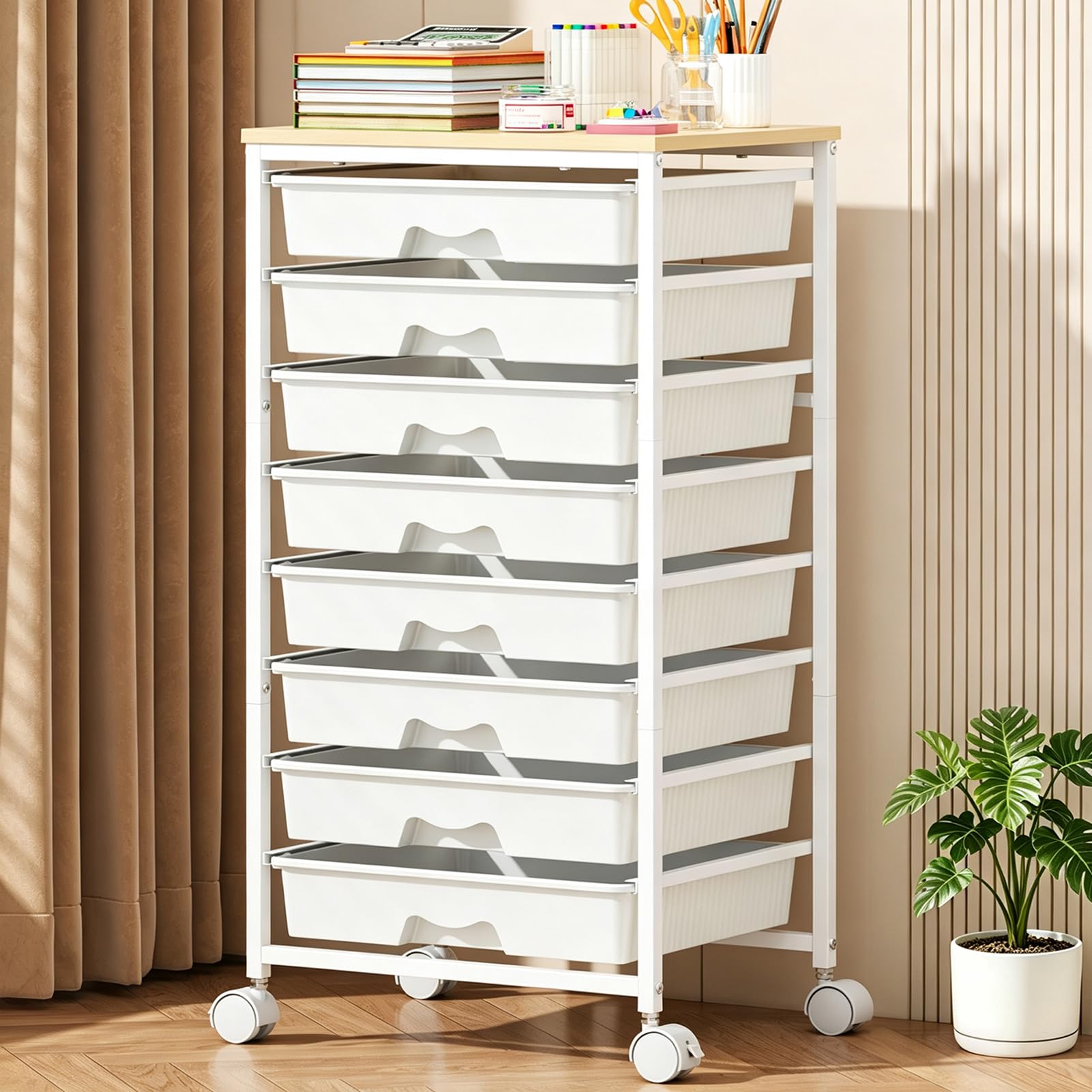 Photo 1 of Goovilla 8-Drawer Rolling Cart - White