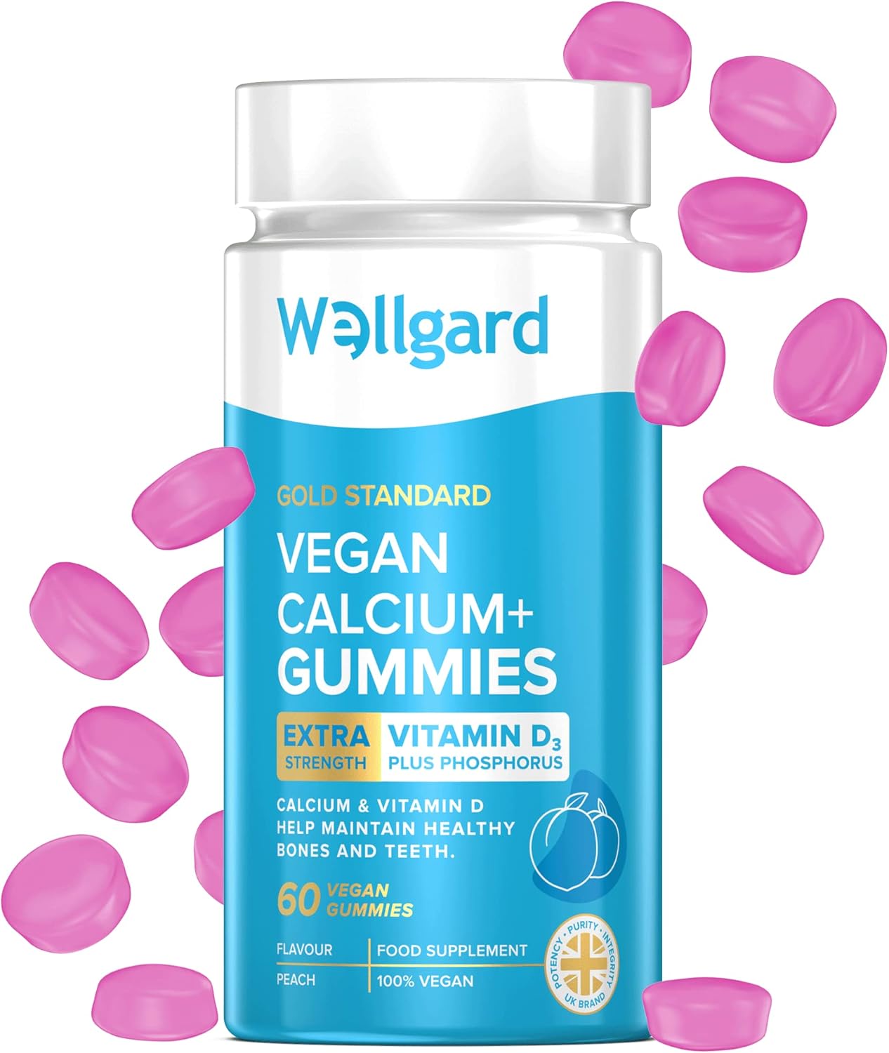 Wellgard Vegan Calcium Gummies, Phosphorus, Natural Fruity Flavoured