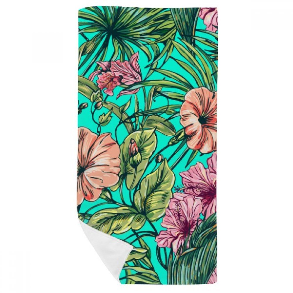 Serviette de bain douce motif feuille verte 35x70 cm pour spa à la maison et soin du visage