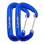 Outmate 12kN 3.2x2 Heavy-Duty Carabiner Clips - Durable, Lightweight Aluminum Alloy Carabiners for Hiking, Camping, Keychains, Dog Leashes, Hammocks & More(Wire gate,2 Blue)