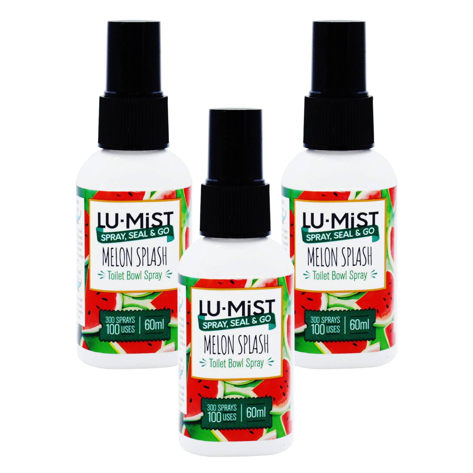3x Lu Mist Toilet Bowl Spray 3x60ml - Melon Splash