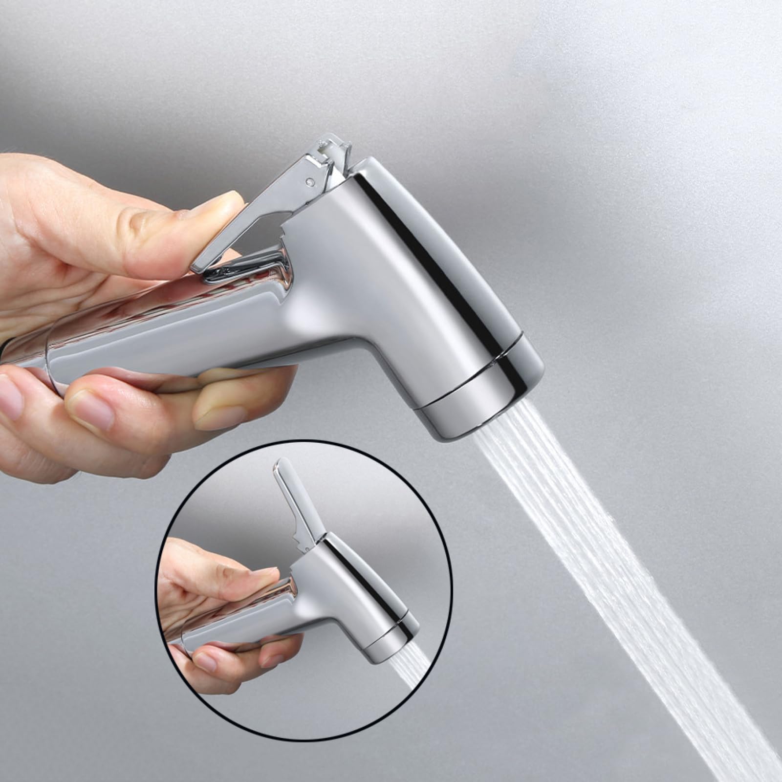 Spruzzatore portatile per bidet con soffione doccia in ottone per la pulizia del WC e lo scarico del pavimento, finitura spazzolata, facile da installare e utilizzare per l'igiene domestica