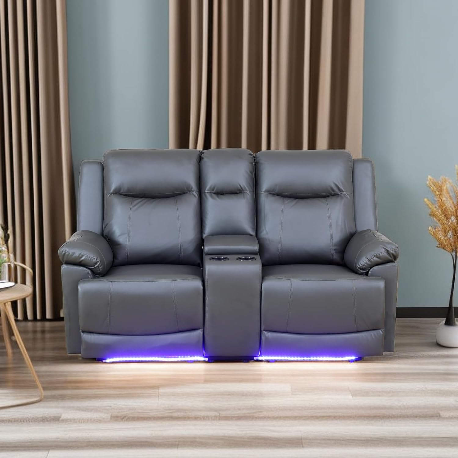 A Ainehome Furniture 3PC Sectional Sofa Living Room Office Sofa Set Electric Motion Sofa Loveseat Reclining Sofa(A-Grey, 3 Piece Set)