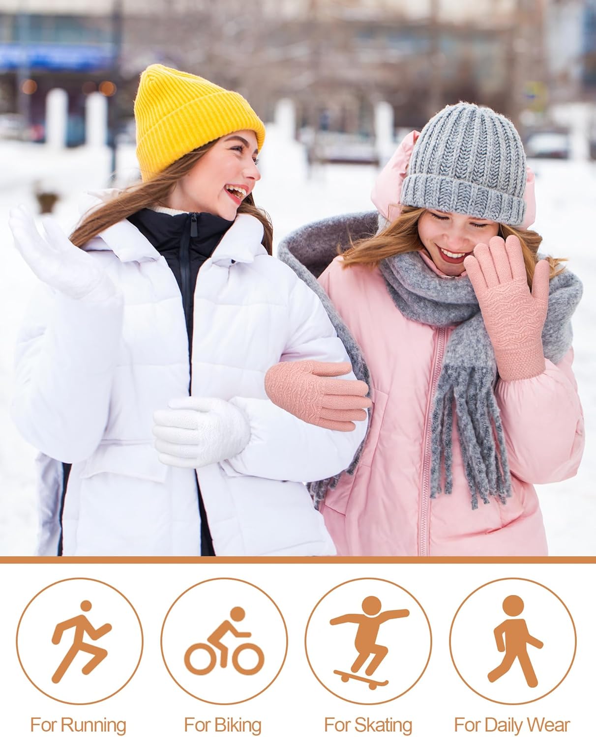 Chuarry 6 Pairs Winter Fleece Lined Gloves for Women Knit Thermal Gloves Warm Dual Layer Winter Accessories for Cold Weather - Image 6