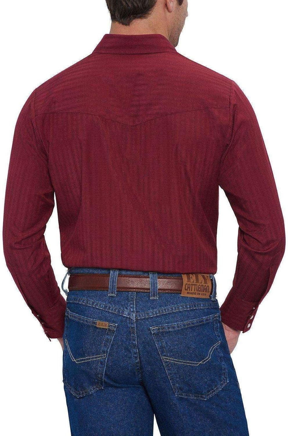 ELY Cattleman Mens Long Sleeve Tone on Tone Western ShirtButton Down Shirt - Image 2