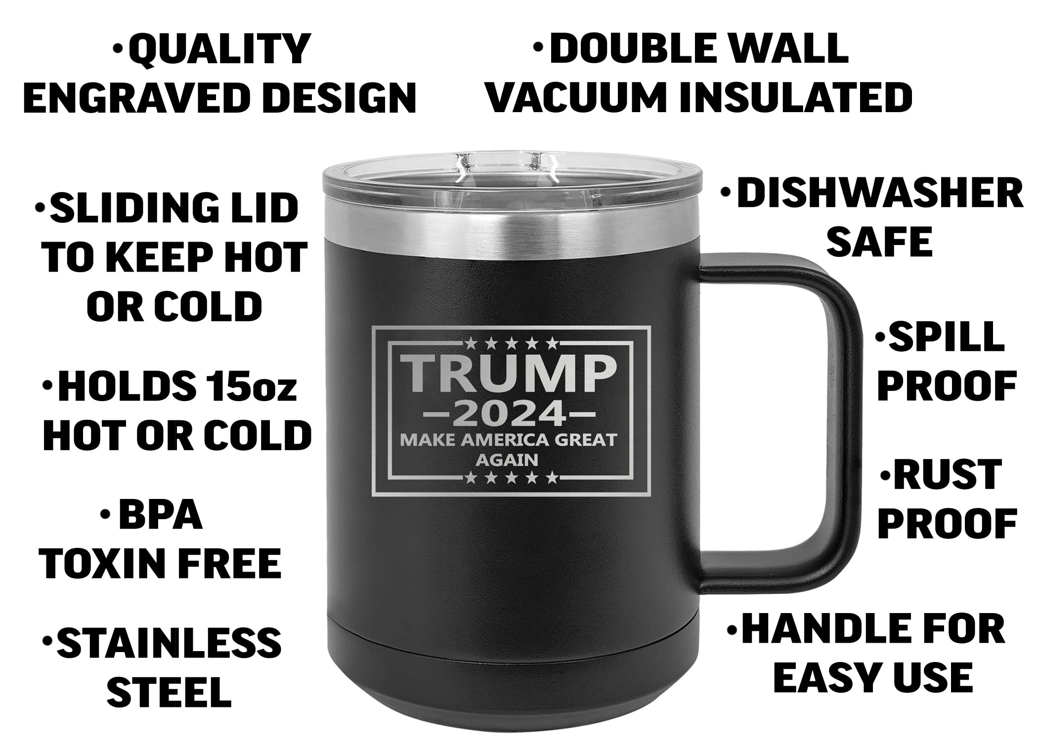Rogue River Tactical Edelstahl-Kaffeetasse Mit Deckel, 425 Ml – Motiv USA-Flagge, Für Veteranen & Patrioten