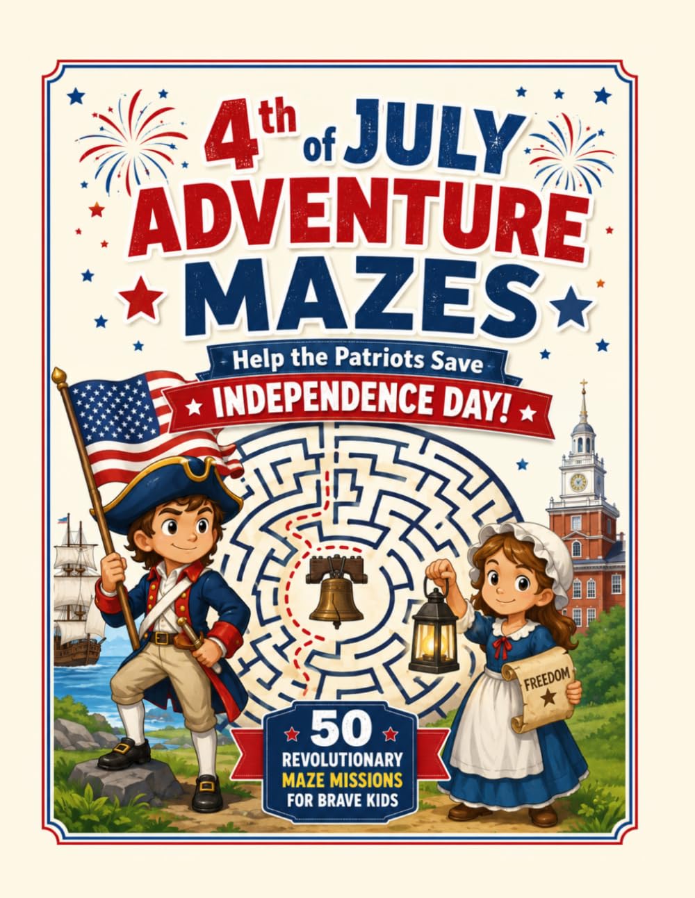 4th of July Adventure Mazes: Help the Patriots Save Independence Day!: 50 Revolutionary Maze Missions for Brave Kids (Celebrate America Series)
