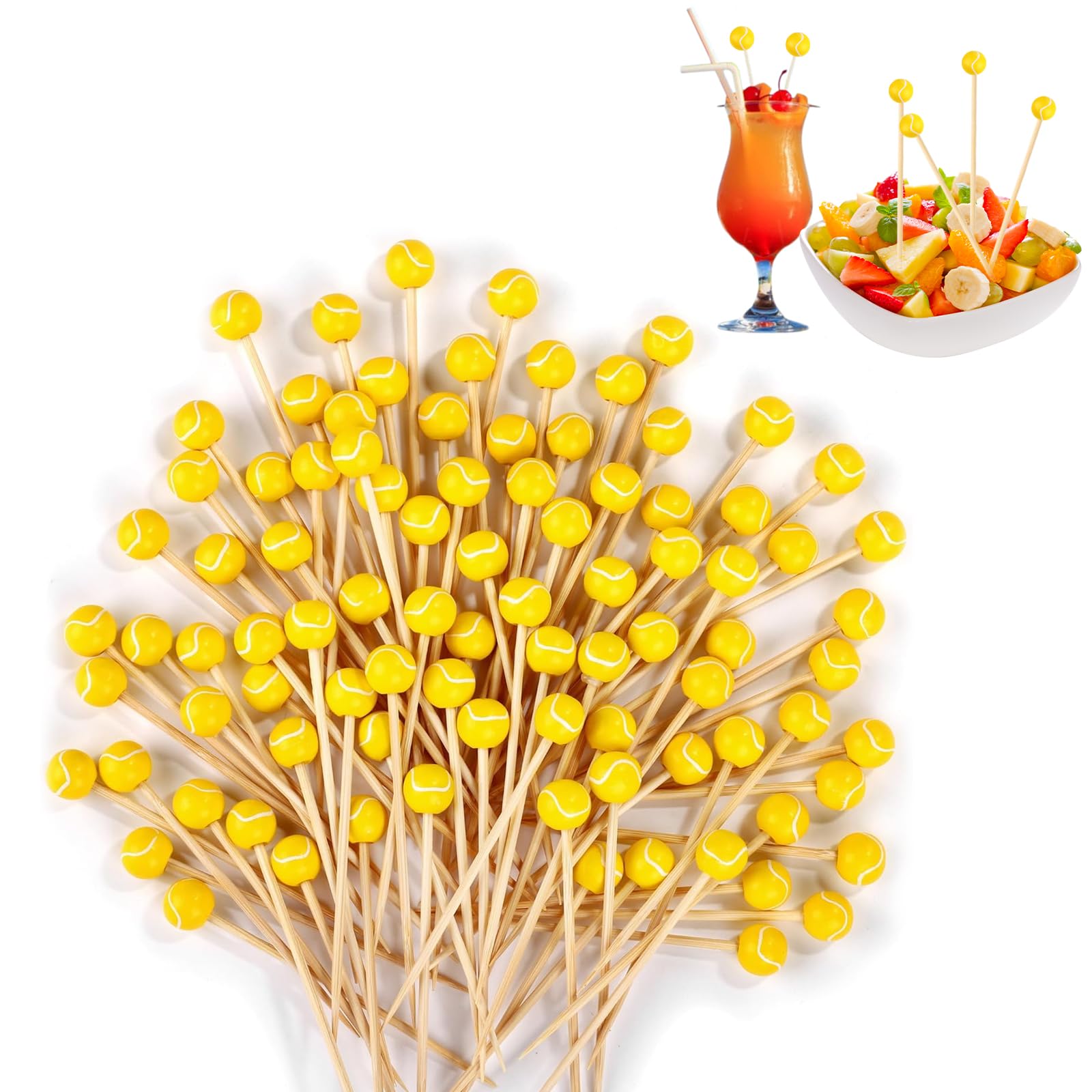 Palillos de cóctel para aperitivos y brochetas de fruta, palitos de bambú de 12 cm, 100 piezas