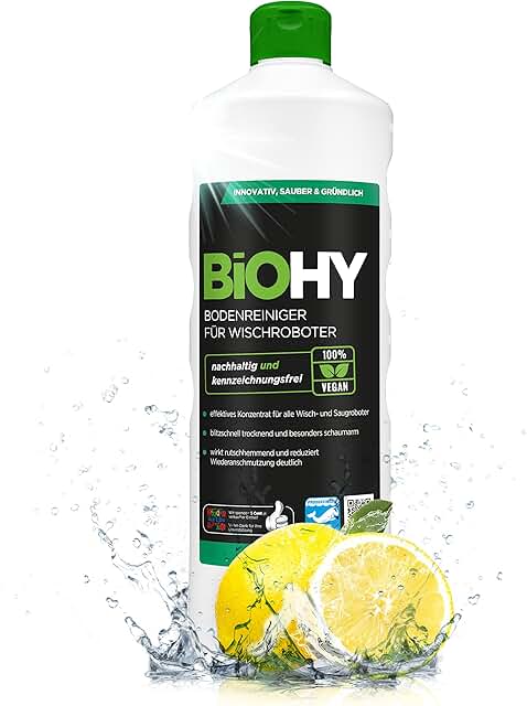 BiOHY Limpiador pisos para robots limpiadores (1 botella de 1 litro) | Concentrado para todos robot aspirador con función húmeda - sostenible y ecológico (Wischroboter)