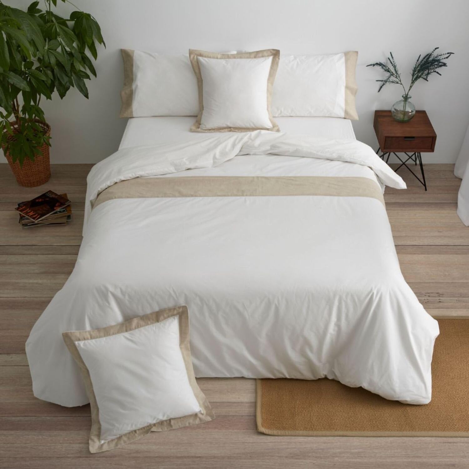 Burrito Blanco | Funda Nórdica 100% Algodón 200 Hilos Cama 135 Blanco | Incluye Funda de Almohada | Cierre de Botones | Calidad Percal | Tacto Suave | Larga Duración