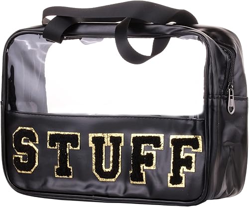 Miniatura 3 de CRUOXIBB Bolsa de almacenamiento de artículos de aseo personal de viaje grande de PVC transparente y piel sintética, bolsa organizadora de