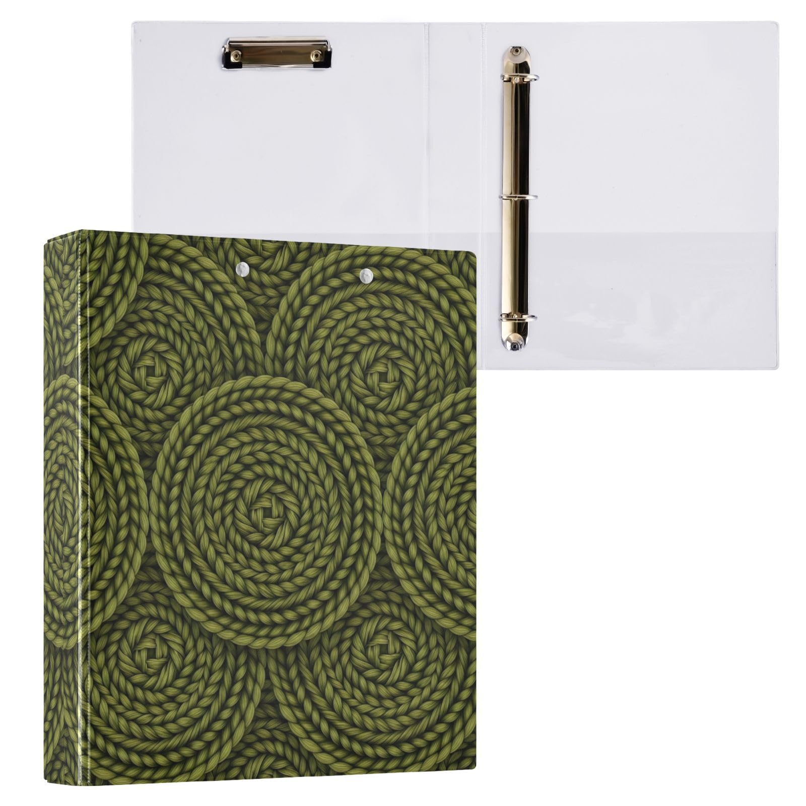 Carpeta de 3 anillos, carpeta de anillos en D verde oliva, paquete de 2 | Con portapapeles y bolsillos, para escuela, universidad, oficina