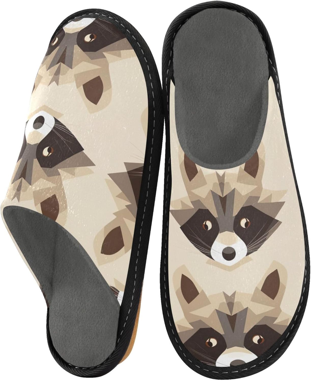 Raccoon House Slippers – Cozy Fuzzy Slippers for Guests, Washable & Disposable, Perfect for Shoeless Home, Spa & Hotel Use A112188