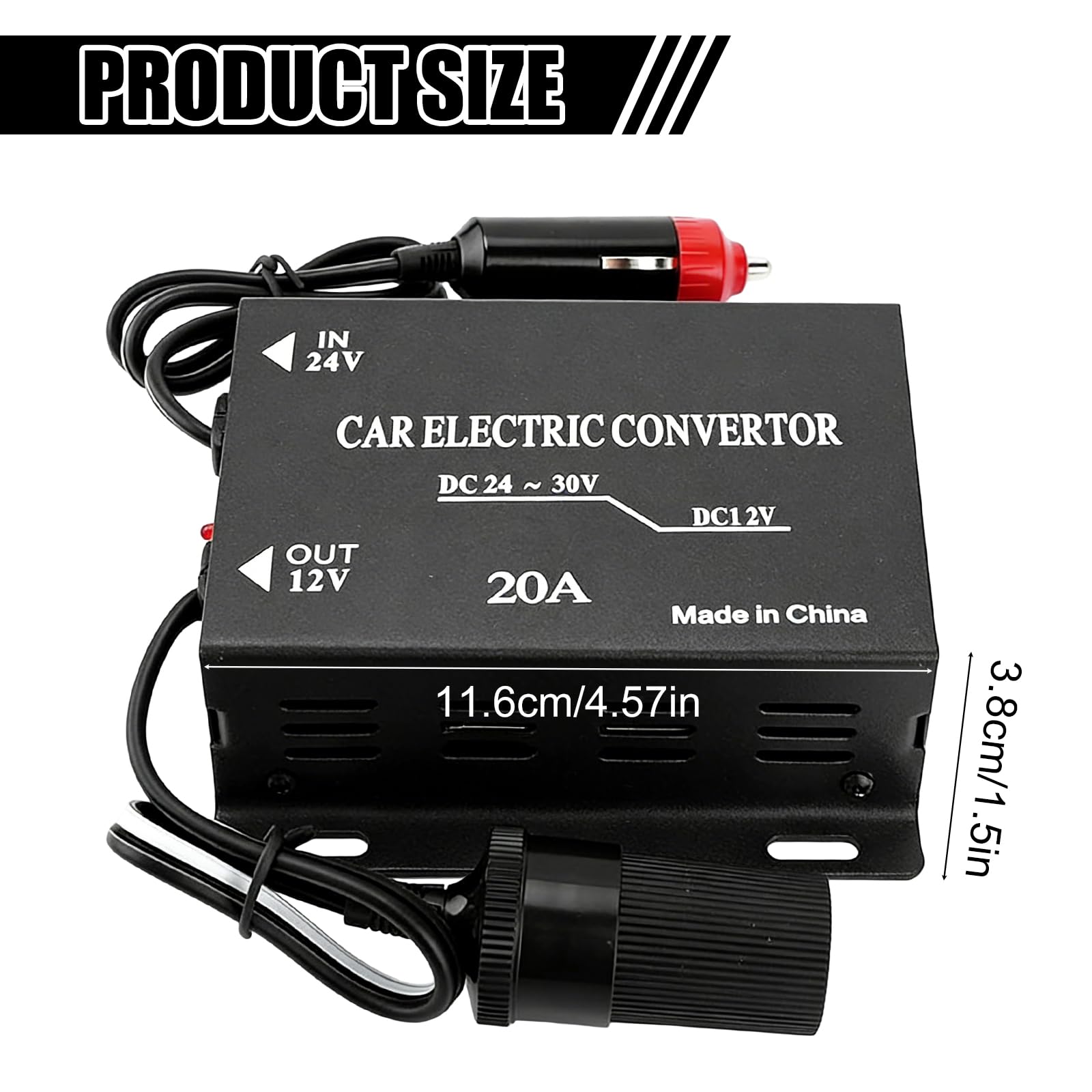 Abwärtsstromversorgungs Stromrichter 24V Auf 12V, 20A Auto Spannungsreduzierer Netzteil Konverter, LKW Adapter Spannungswandler Für LED-Lichter, Auto-Audio, Radios, Walkie-Talkies