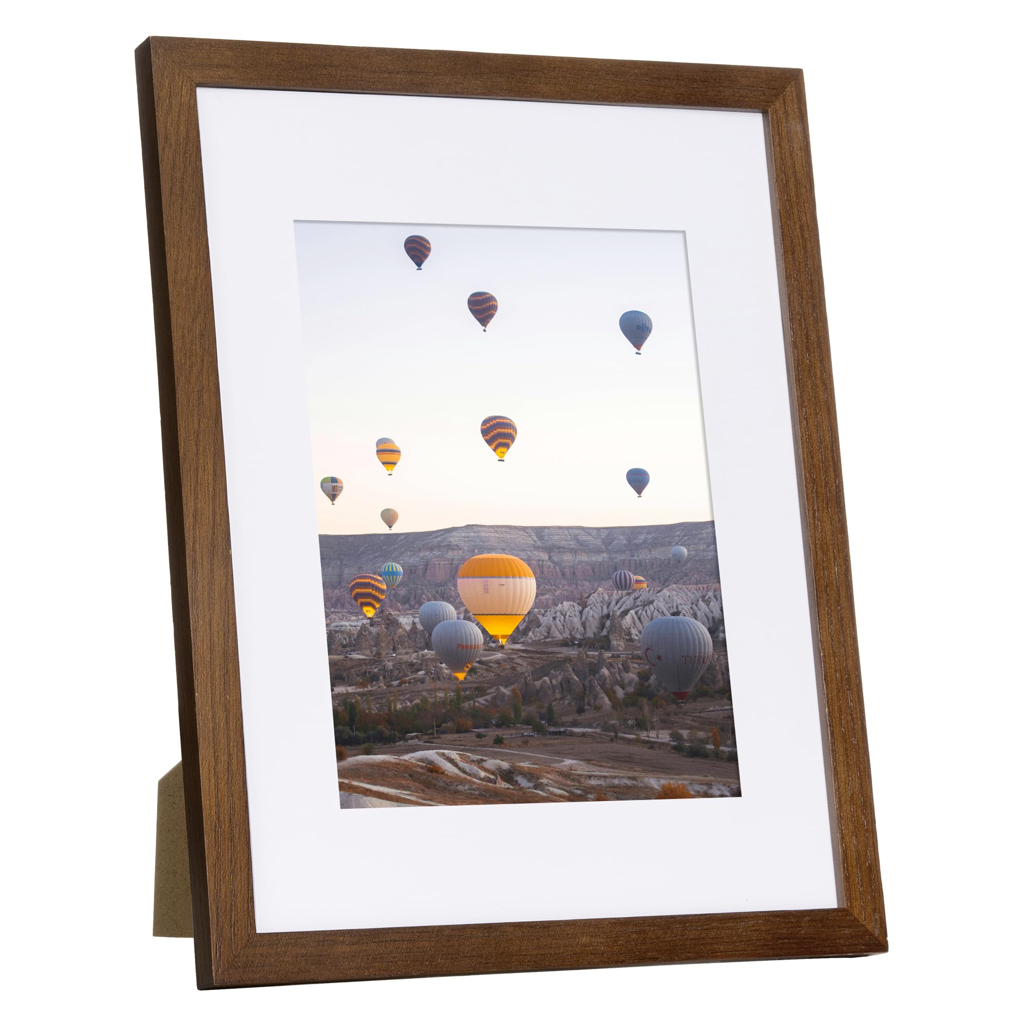 Photo 1 of Marsmiles 8.5x11 Wooden Picture Frame, USA-Sourced Natural Oak Solid Wood Photo Frame with Plexiglass for Display Pictures 6x8 with Mat or 8.5x11 without Mat, Walnut, 1 Pack