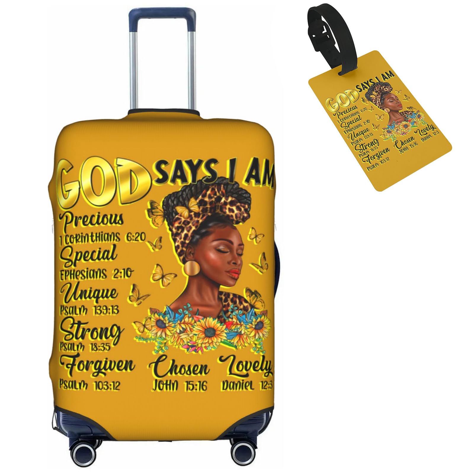 Hepmant Travel Suitcase Protector African American Woman Elastic Protective Washable Luggage Cover With Concealed Zipper Suitable 【XL (for 29-32 inch