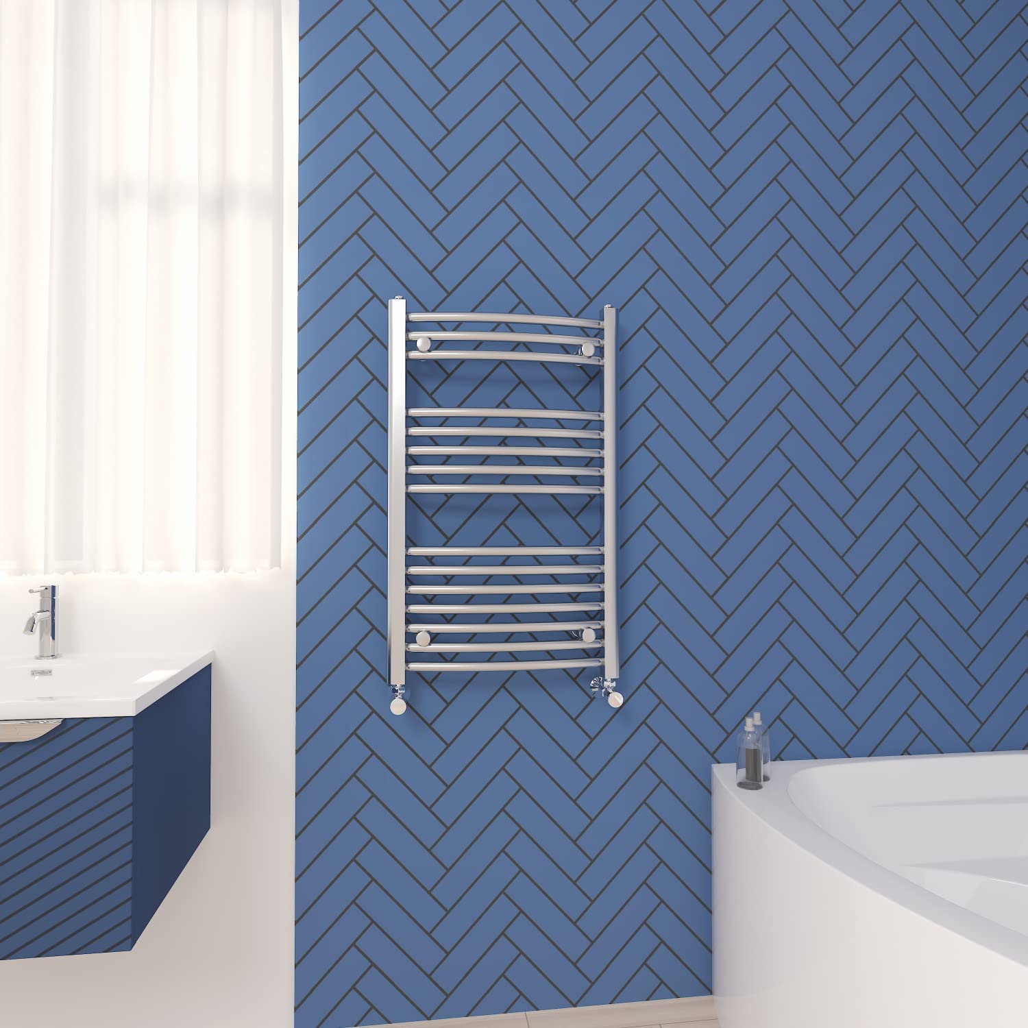NRG Curved Central Heating Towel Rail Bathroom Radiator Chrome 800×500mm