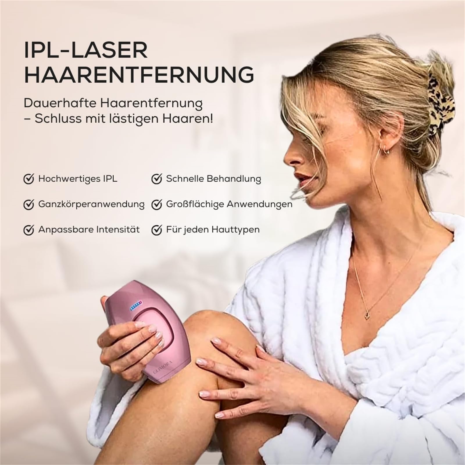 GLIMORA - IPL Haarentfernung Laser Epilierer für Männer und Frauen Schmerzfreie Haarentfernung im Gesicht, an Armen, Beinen und in der Bikinizone
