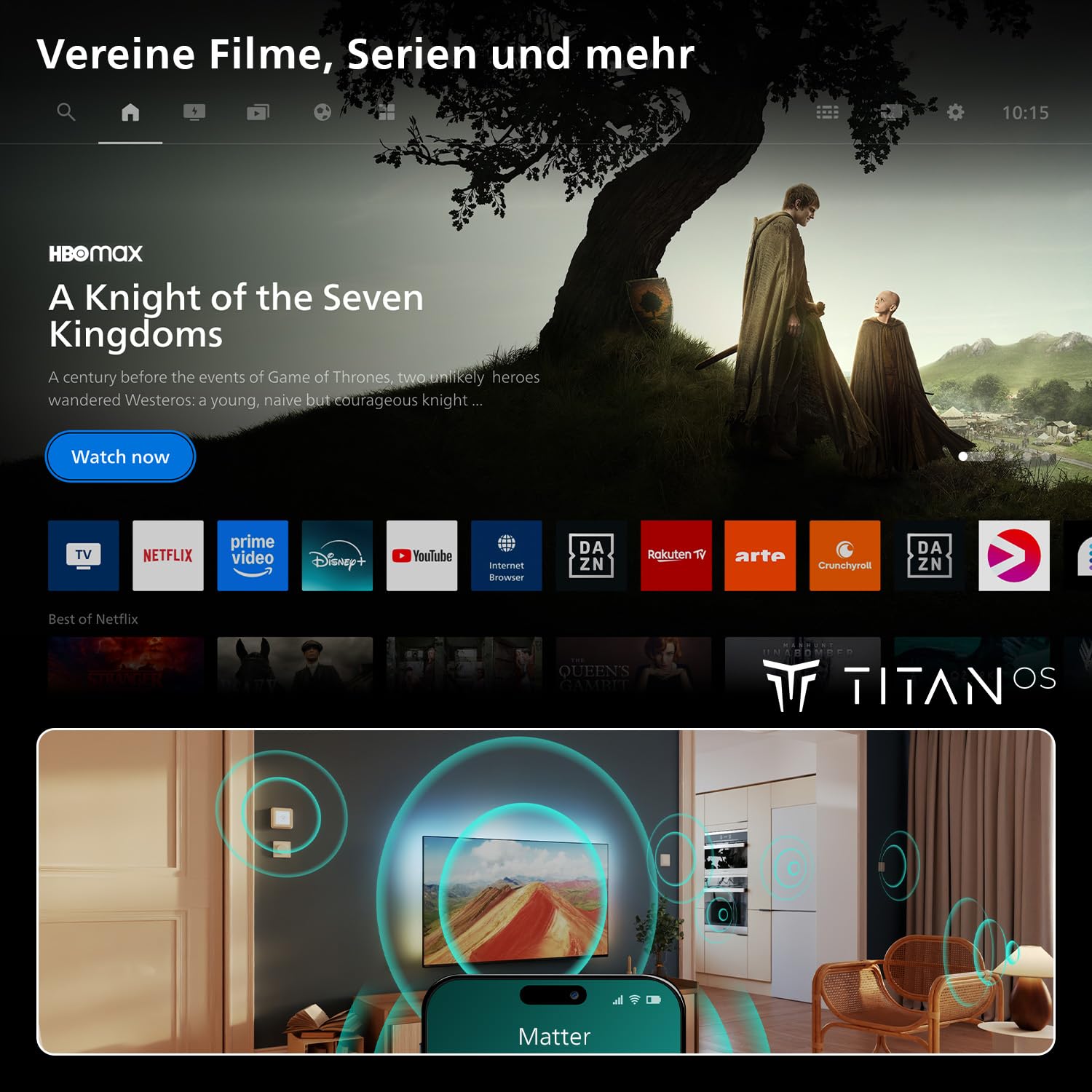 PHILIPS Ambilight TV 55OLED811/12 55 Zoll 4K OLED Smart TV | P5-AI Perfect Picture Engine, Ultra HD, Google TV, Dolby Vision und Atmos Sound