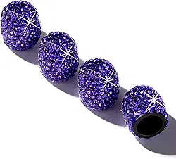 Tampas de haste de válvula de pneu, 4 peças de tampas de válvula de pneu de diamante luxuosas, tampas de ar decorativas para carro, SUV, motocicleta, bicicleta (azul profundo)