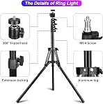 STALLY 10.2" Ring Light with Stand, 75" Tall Ring Light with Phone Holder and Wireless Remote, 12 Dimming Levels, 32 Color Modes Selfie Light Tripod for iPhone, Live Stream, Makeup, YouTube, TikTok