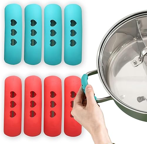 AUOCATTAIL 2 pares de soporte de mango de silicona para sartenes de hierro fundido, antideslizantes, de hierro fundido, agarre resistente al calor