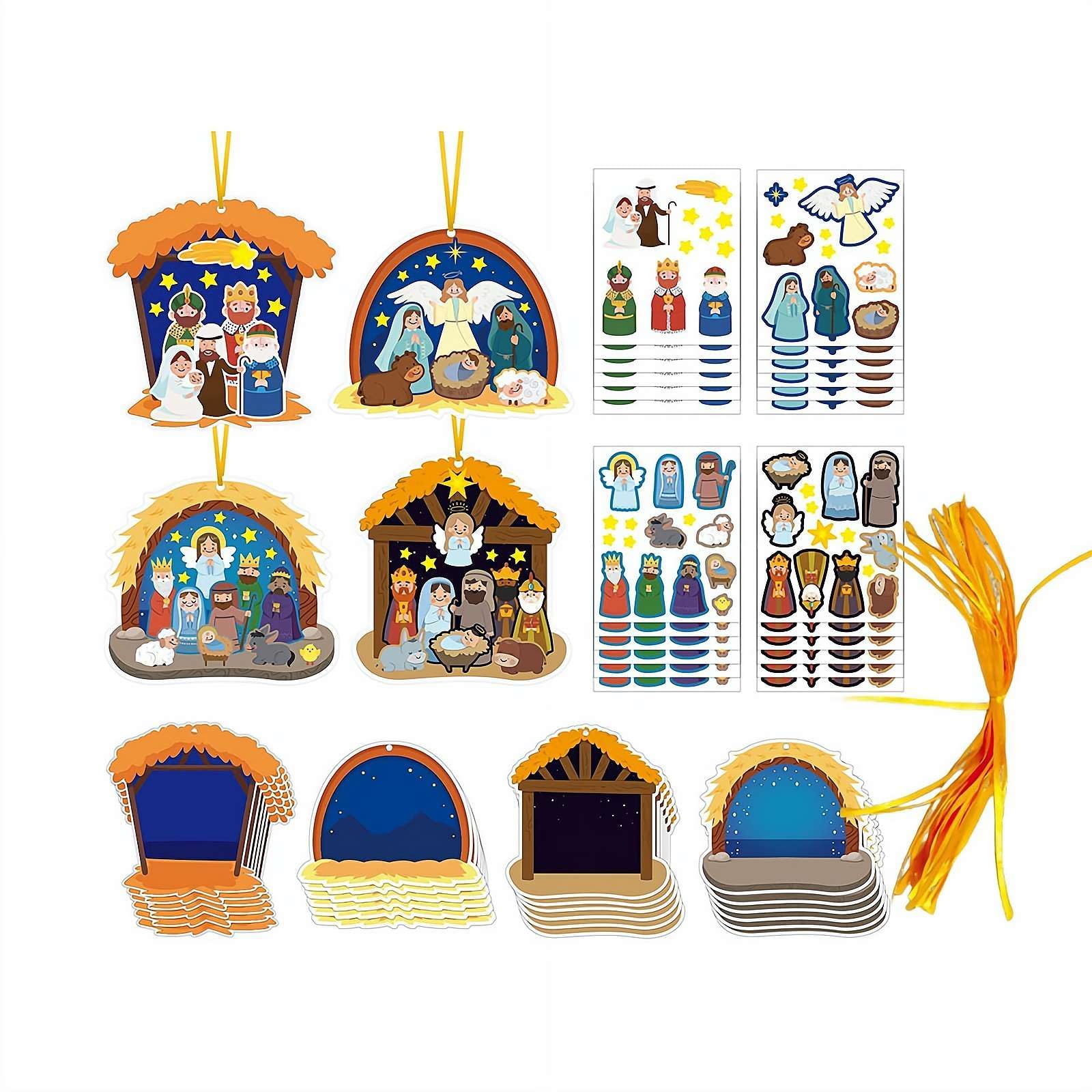 24pcs Nativity Craft Sticker for Kids,Make a Nativity Scenes Jesus Birth Craft with Religious Stickers for Kids Holy Night Christian Religious School Christmas Party Supplies