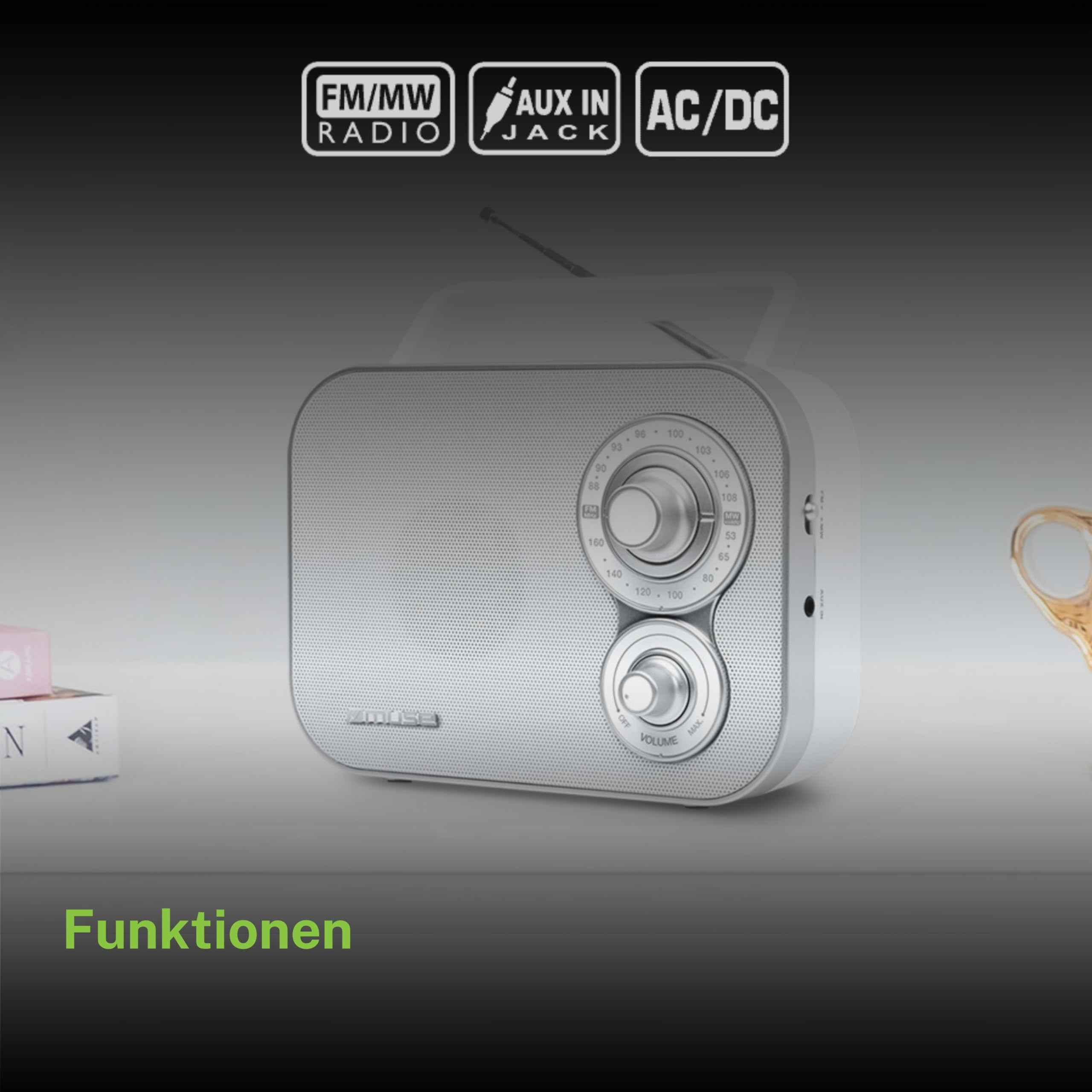 Muse M-Radio 055 RB Portable 2 Bande FM/MW, Style Vintage, poignée