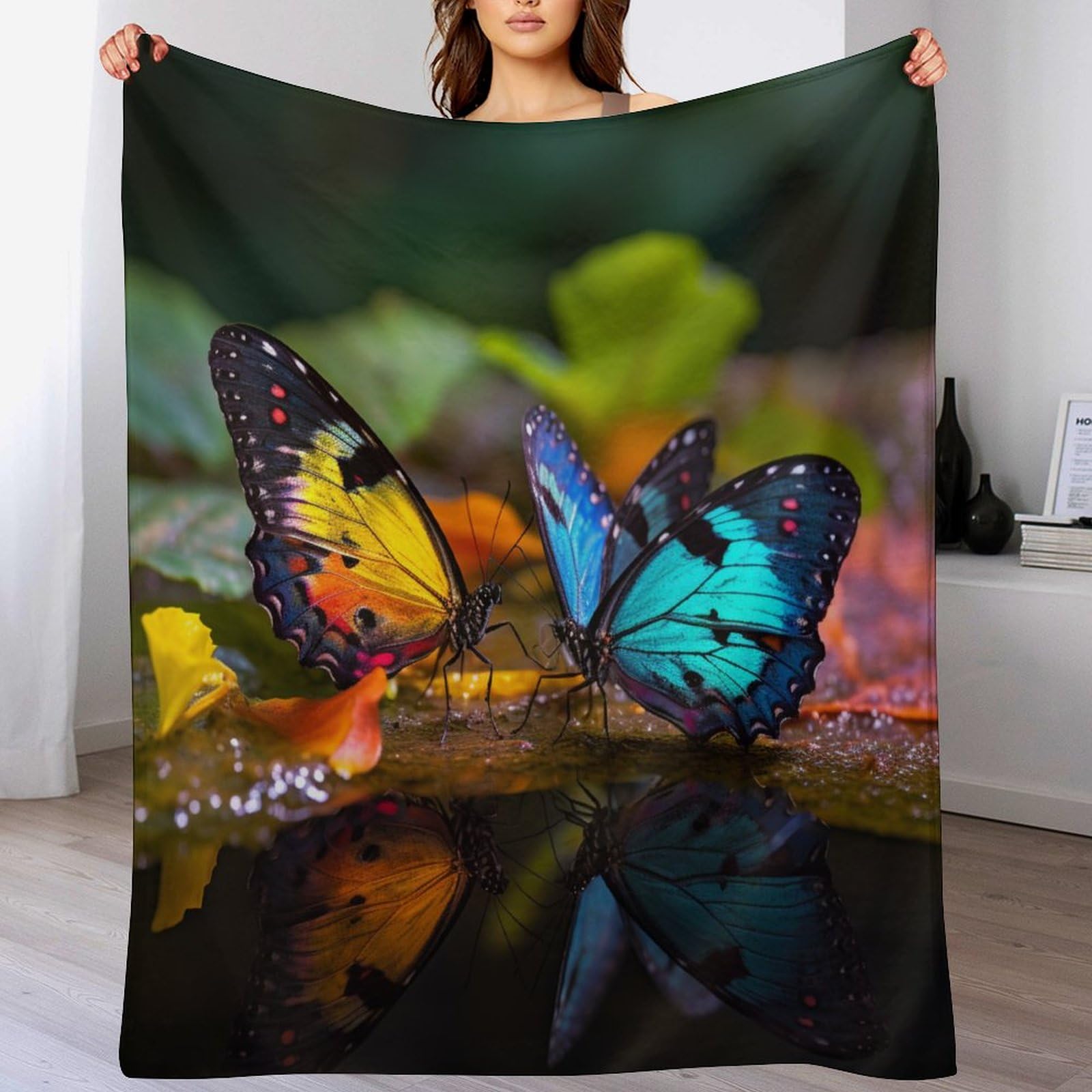 Couverture polaire papillon pour des soirées cocooning douces au salon