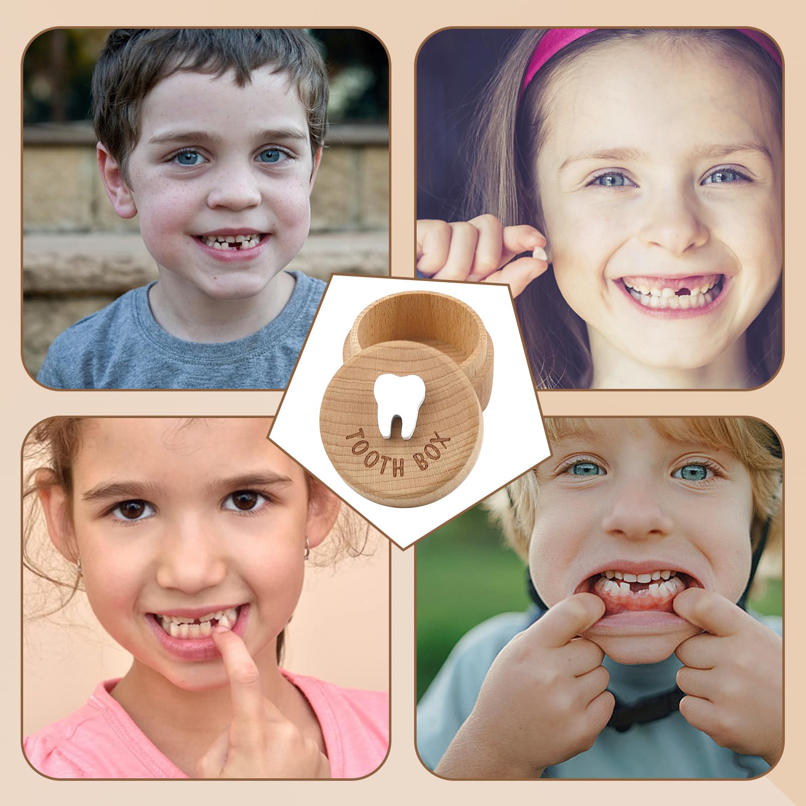 Zahnfeen-Box Aus Holz – Niedliche 3D-Zahnbox Mit Tasche, Aufbewahrung Für Milchzähne, Perfektes Geschenk Für Kinder