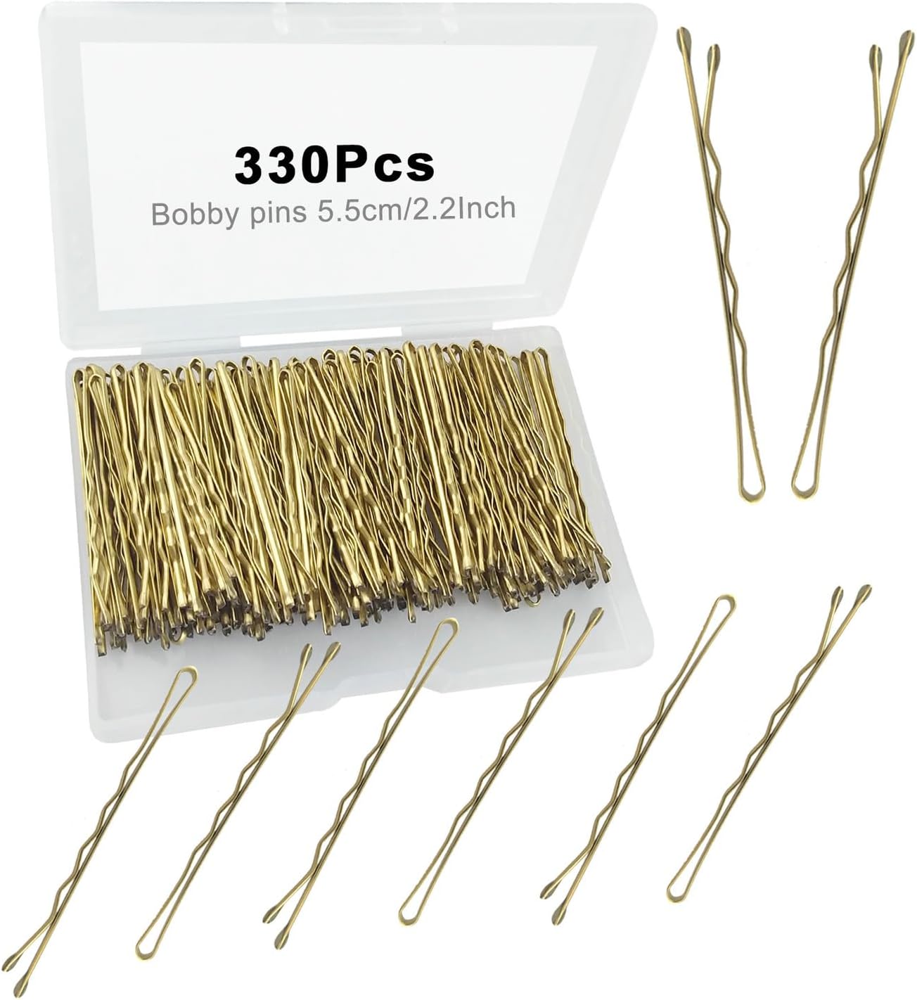 330 PCS 2.2Inch Blonde Bobby Pins for Women Girls, Super Grip Gold Hair Clips with Box, YINGFENG Reusable Non Slip Hair Pins, Suitable for All Hair Types