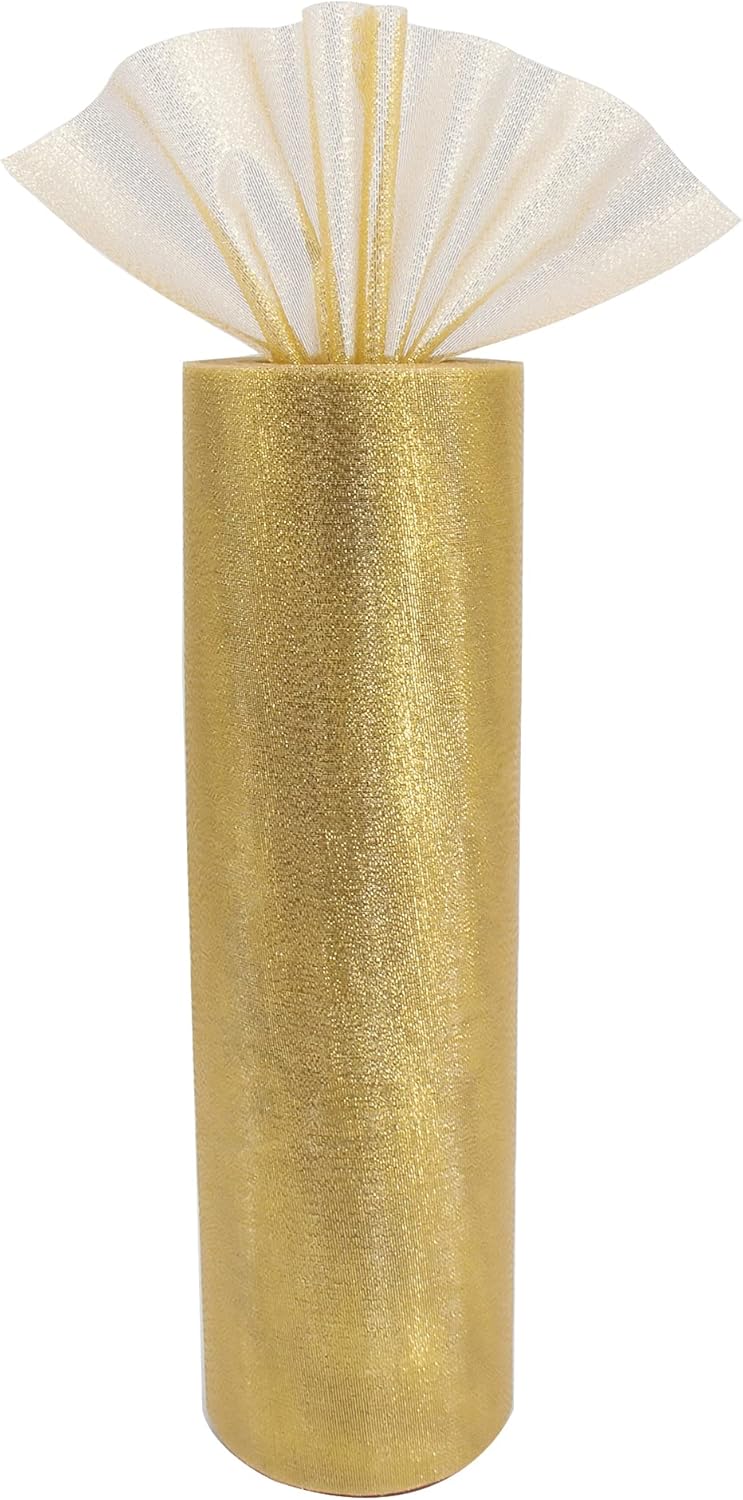 Time to Sparkle 29cm*26m Sheer Organza Roll Sash Fabric Table Runner Sashes Chair Cover Bows Swags Wedding Party -Glitter Gold - Image 3