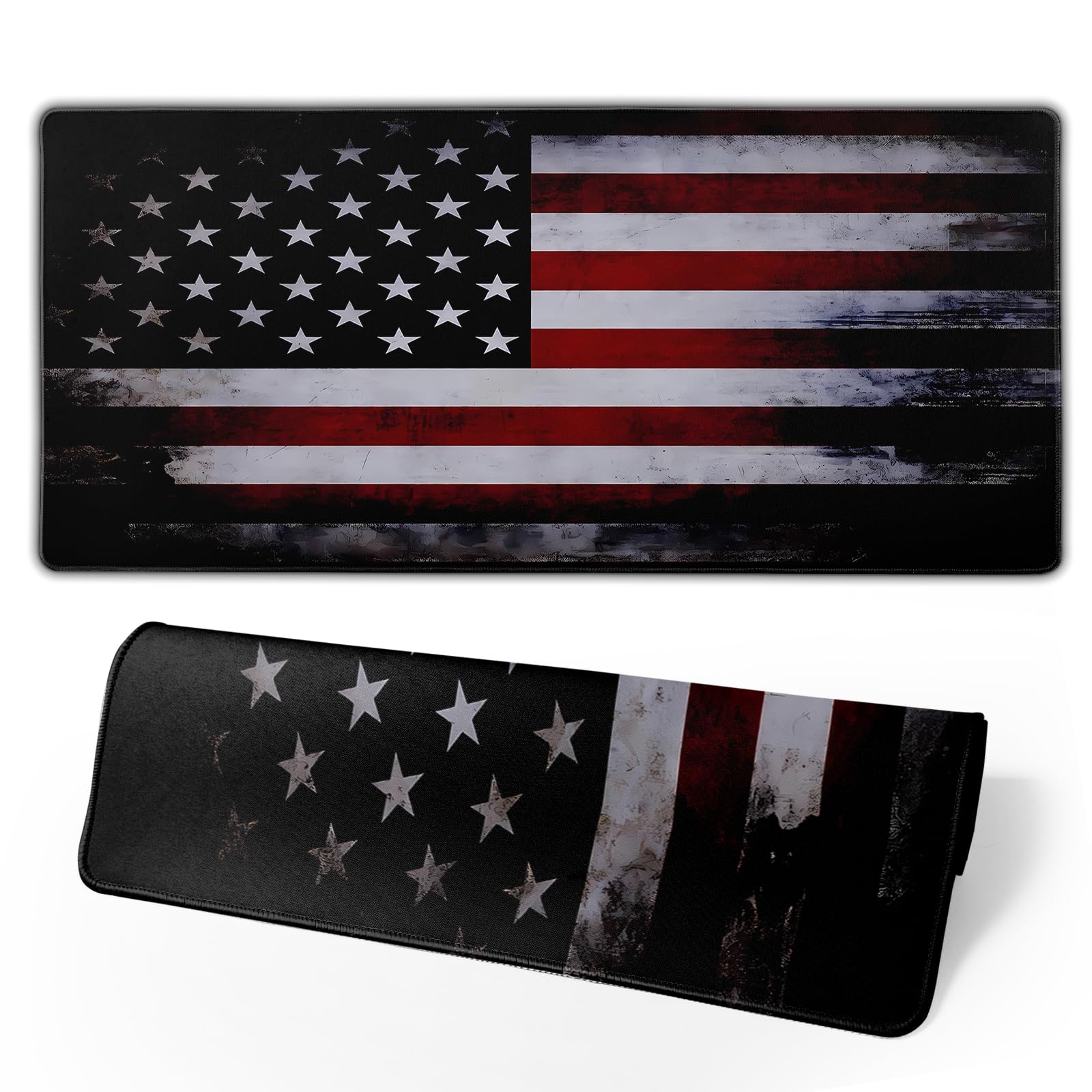Gaming Mouse Pad American Flag Mouse Mat Non-Slip Rubber Carpet Pad for Computer Keyboard & Gaming Accessories 31.5×11.8 Inches