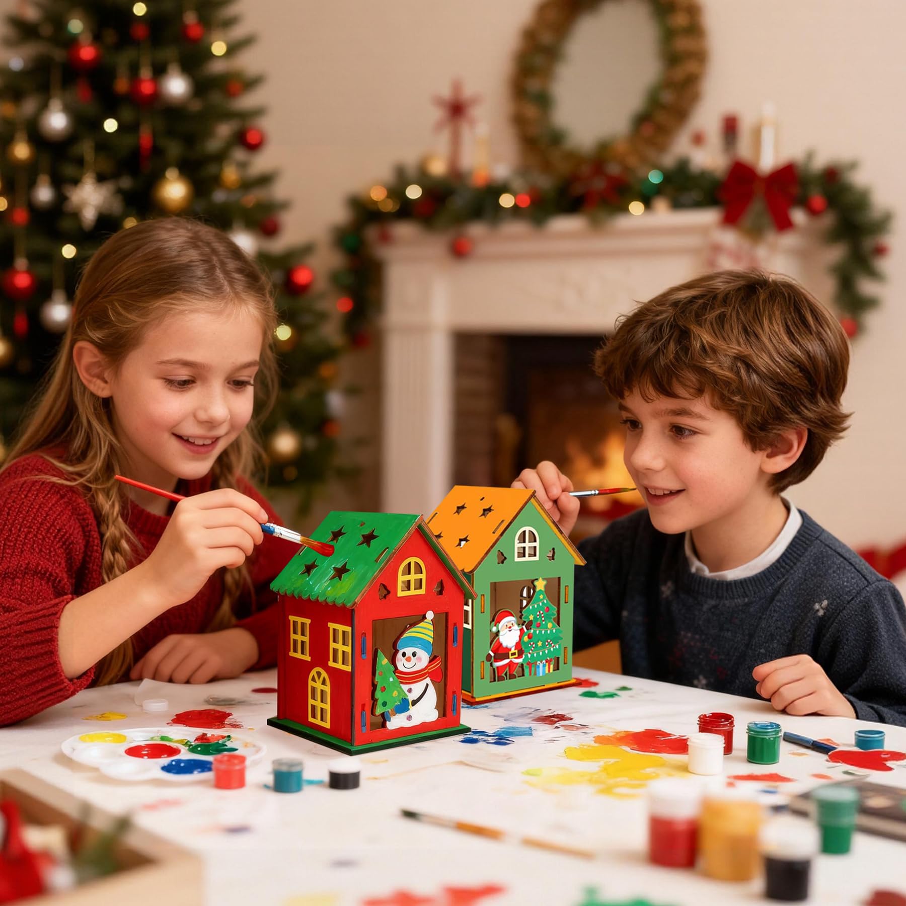 36 pcs de Noël en bois suspendu pendentif arbre de Noël suspendu décor