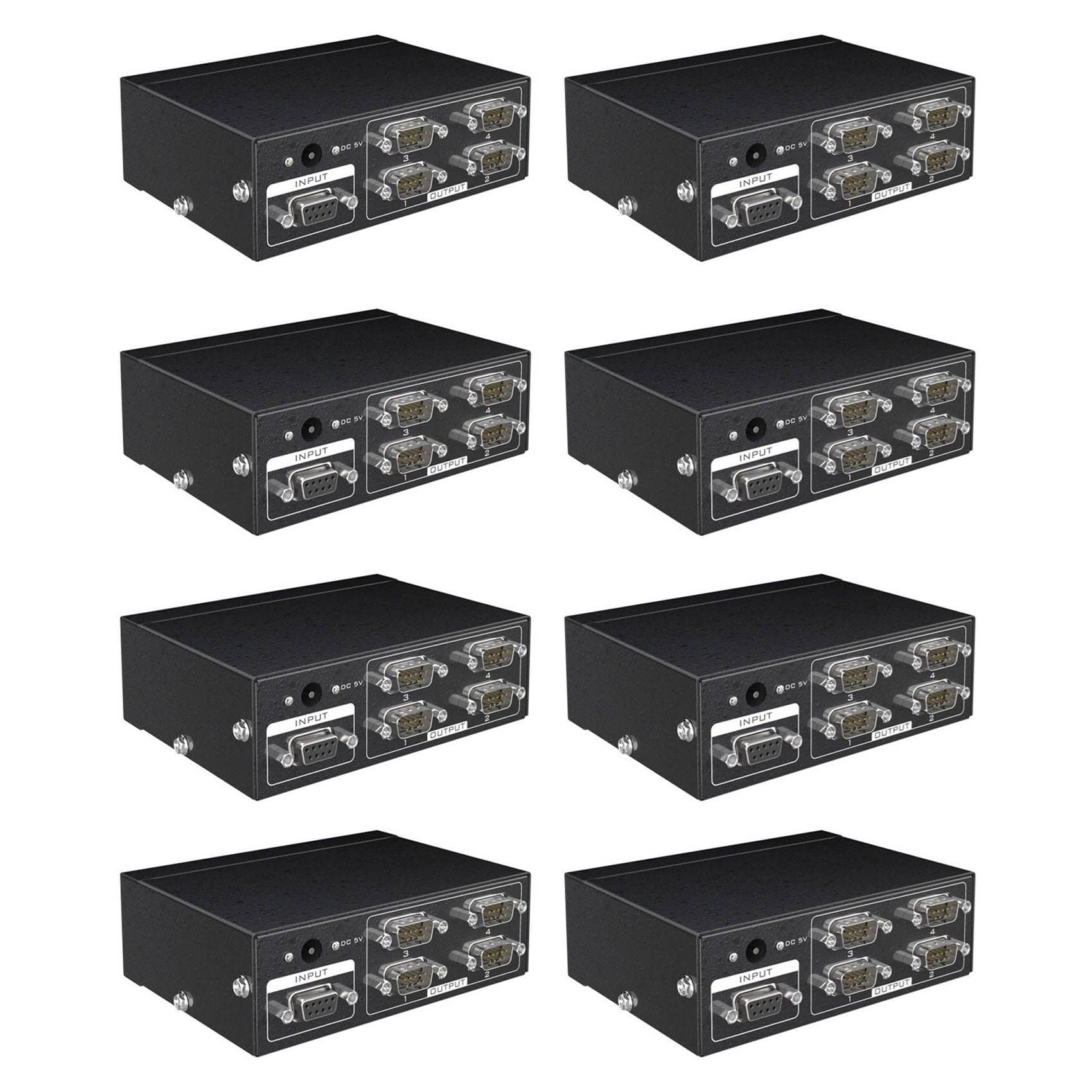 8X MT-RS104 Splitter RS232 Seriale da 1 Un 4 Splitter Switcher Bidirezionale RS232 da 4 Un 1 con Adattatore di Alimentazione-Spina EU
