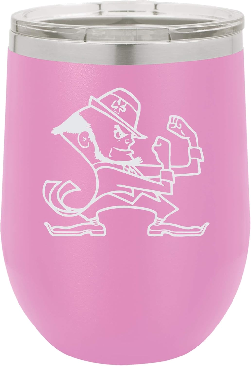 "Fighting Irish" Funny Irish Drinking Design Engraved Insulated Stainless Steel Wine Tumbler, 12 Oz., Green
