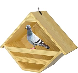 Dove Nesting Box, Solid Wood Mourning Dove Nesting Box, Birdhouses for Outdoors, Pigeon House with Nesting Pads and Hanging Rope, 11.2" H x 6" D x 14" W