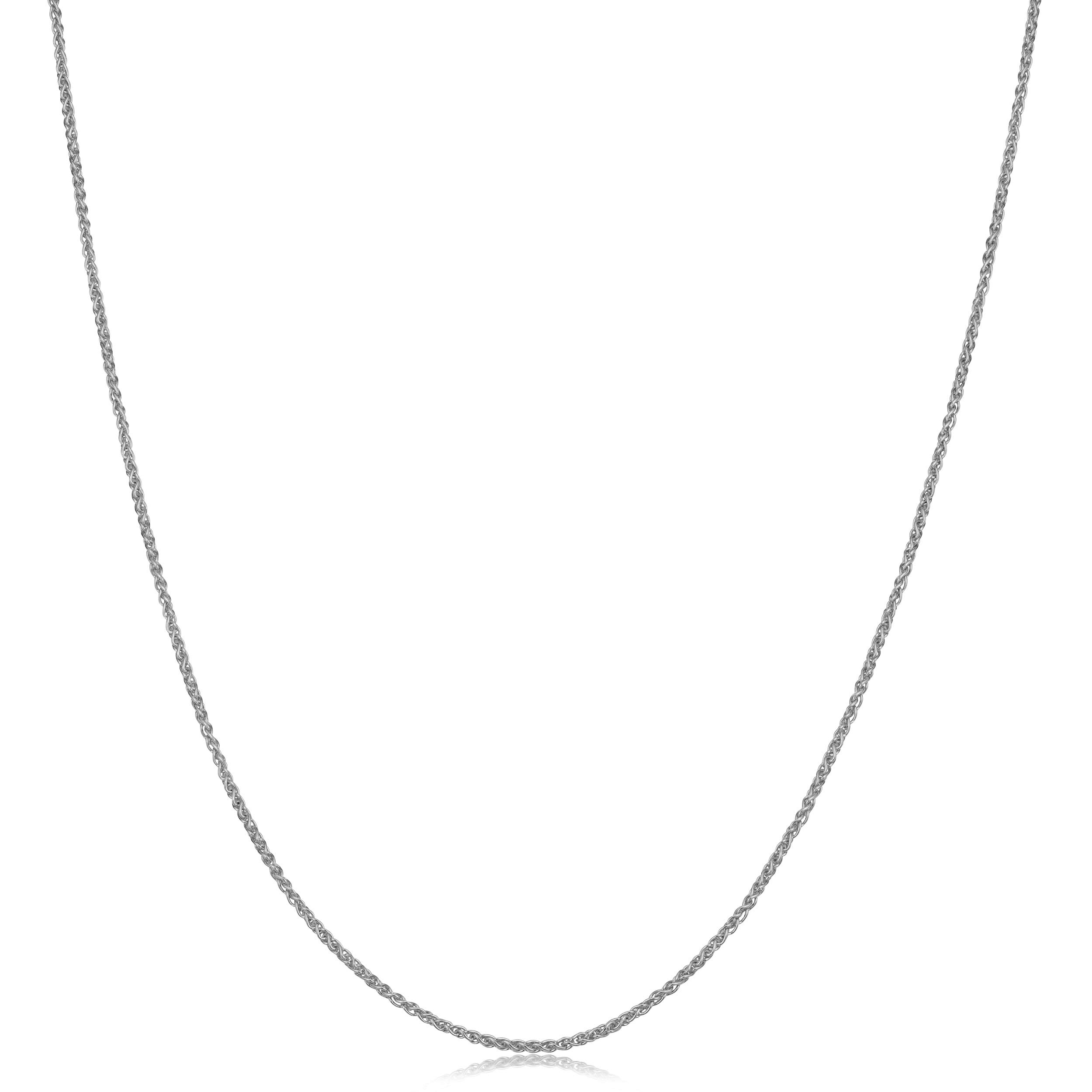 Kooljewelry 10k White Gold 1 mm Round Wheat Chain Necklace