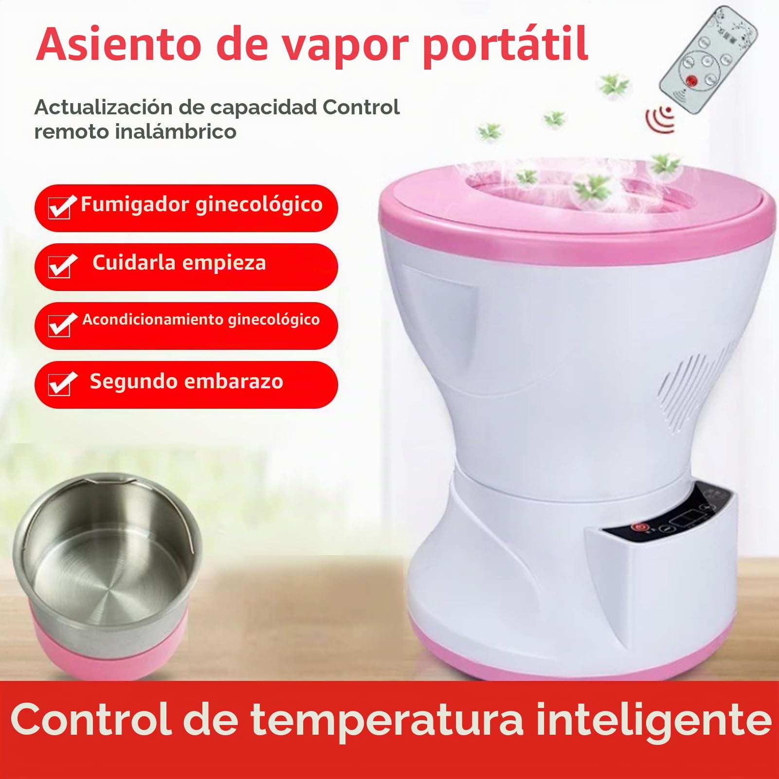Asiento de Vapor Vaginal, Kit de Spa Vaginal Portátil de 350 ml, Temperatura Constante Inteligente, Cojín Suave y Transpirable para Calentar el Útero y el Abdomen y Aliviar Los Calambres (UE)