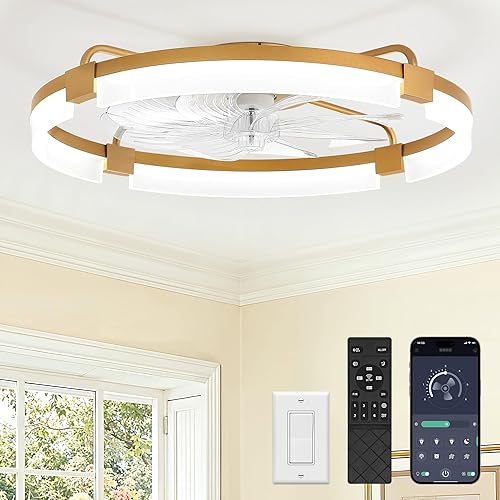 Miniatura 14 de LEDIARY Ventiladores de techo de 20 pulgadas con luces y control remoto, moderno ventilador de techo de perfil bajo, 3 CCT, regulable continuo,