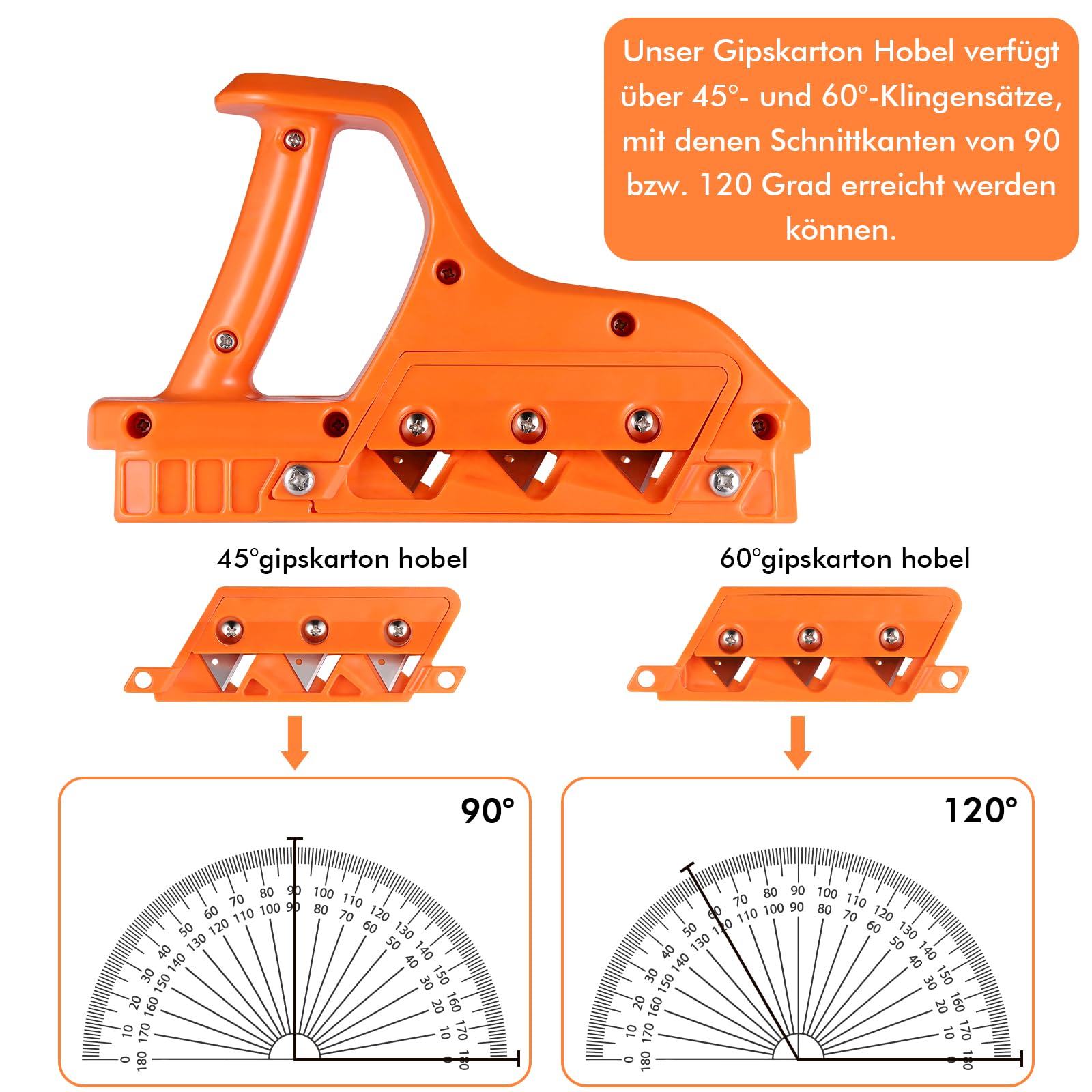 Taglierina Professionale per Cartongesso con 10 Lame, Angoli Regolabili 45° e 60°, Attrezzo Multiuso per Taglio Cartongesso, Materiali Edili, Pialla Manuale Robusta per Precisione e Durabilità